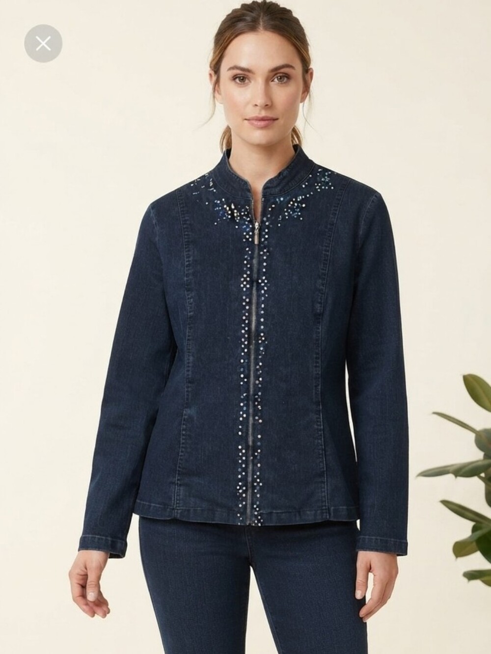 Samantha Grey Denim Jacket with Embellishments 10